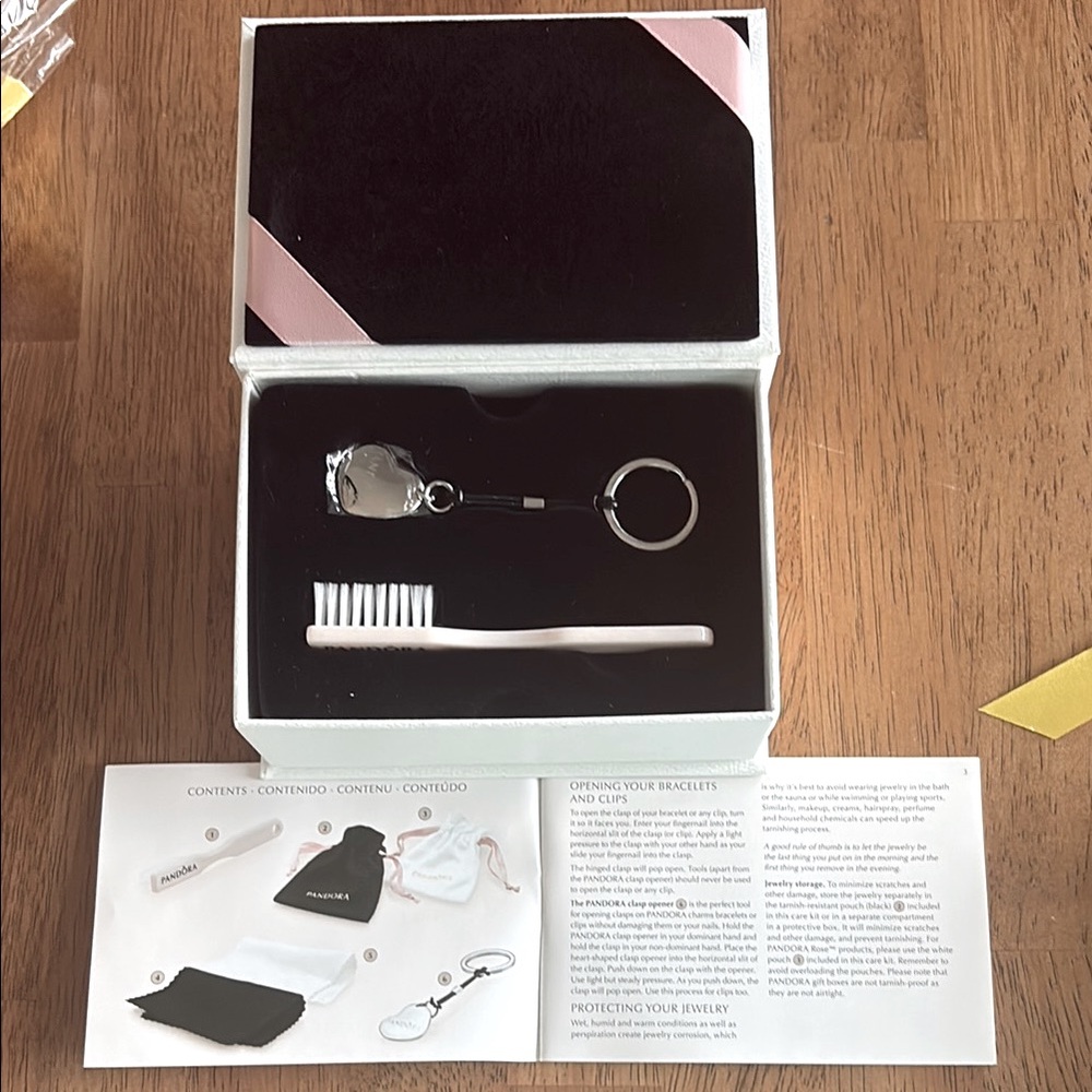 Pandora Silver Keychain with Cleaning Brush